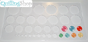 QuillingSHOP.ru: магазин для квилинга - пластиковый шаблон для квилинга с кругами (применяется для удобной предварительной укладки и формовки квиллинговых роллов). Шаблон с окружностями для квиллинга имеет 36 кругов разного диаметра от 1 мм до 36 мм